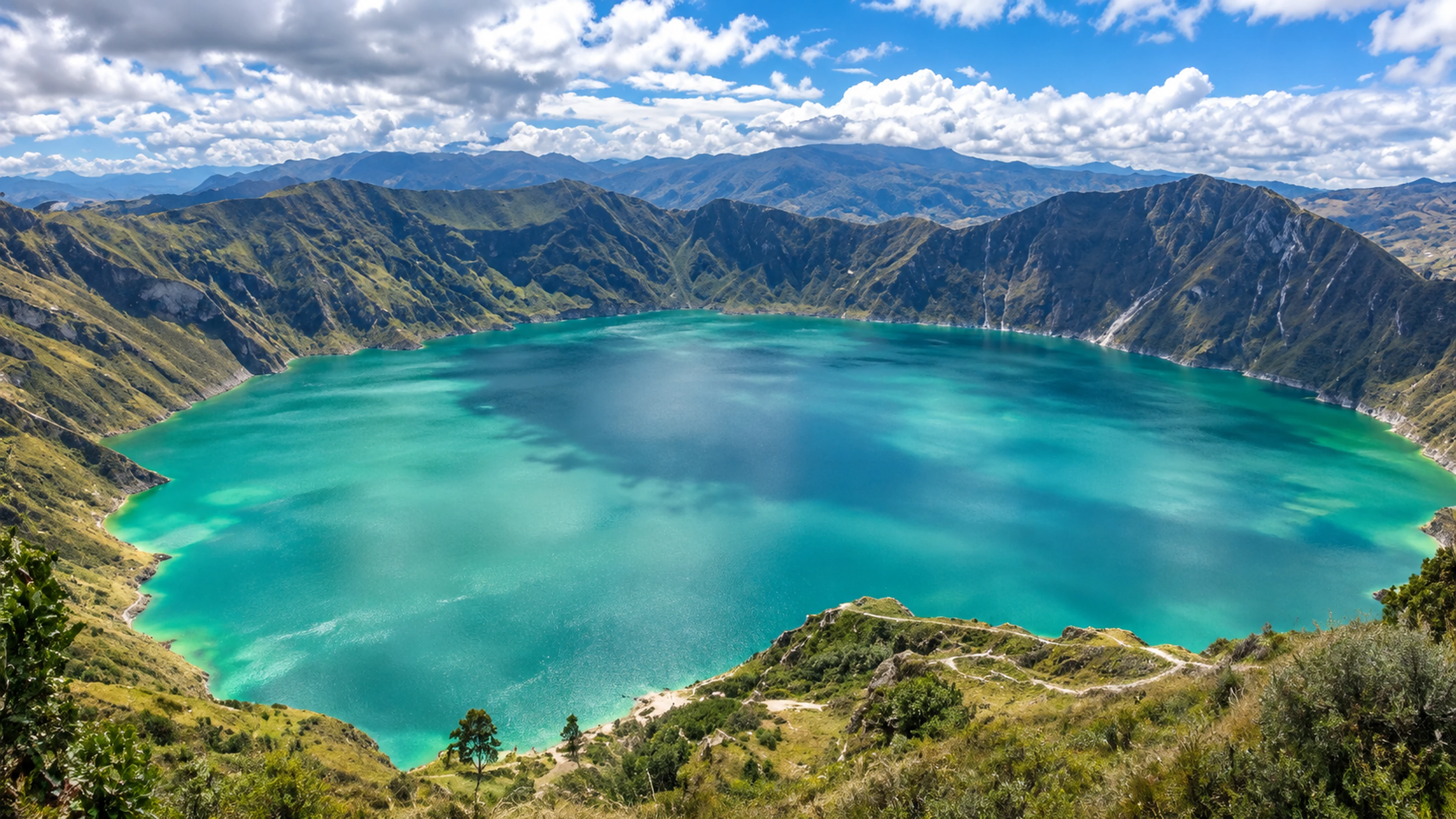 Quilotoa Emerald Volcanic Crater Lake and Canyon Landscapes